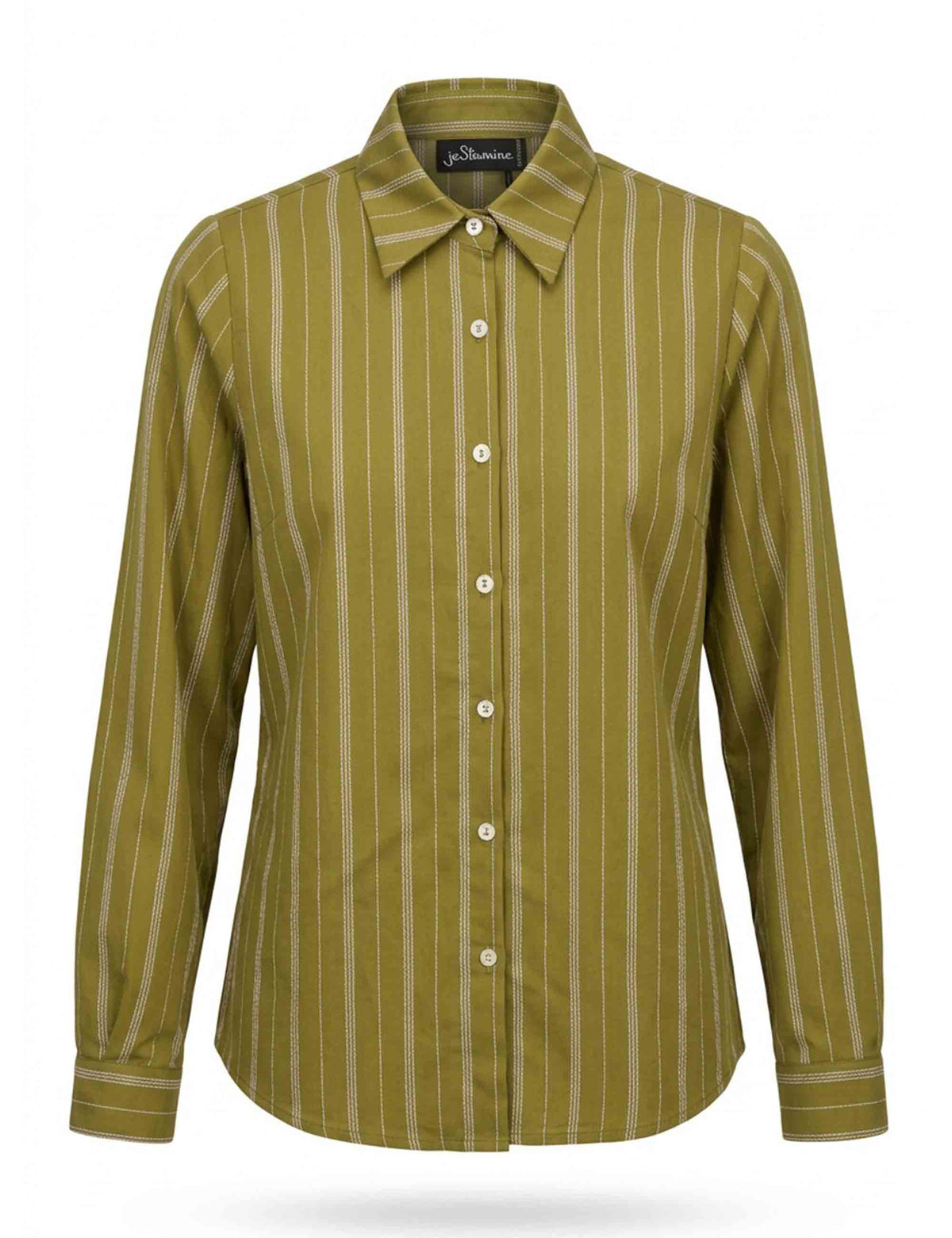 Camicia in viscosa verde fantasia taglio maschile con fiocco JABCM0002-F1565 1285 7047 Justmine 