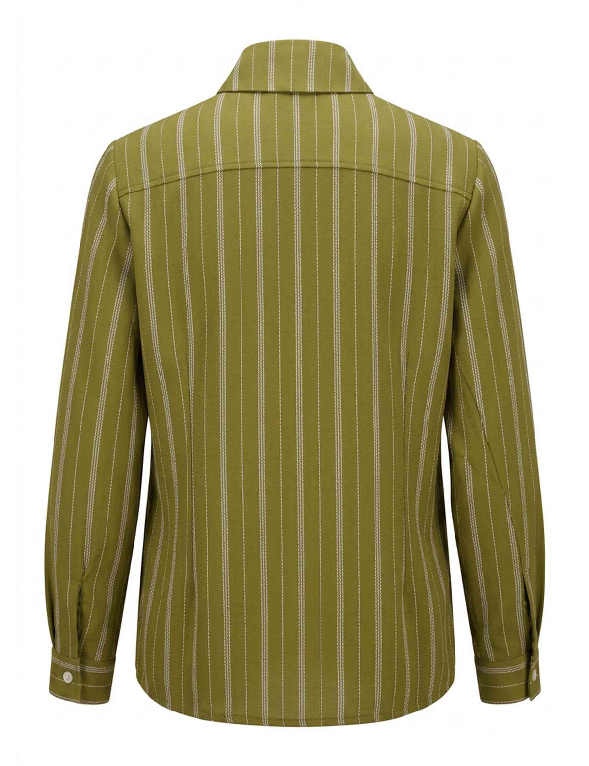 Camicia in viscosa verde fantasia taglio maschile con fiocco JABCM0002-F1565 1285 7047 Justmine 