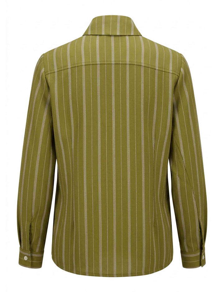 Camicia in viscosa verde fantasia taglio maschile con fiocco JABCM0002-F1565 1285 7047 Justmine 