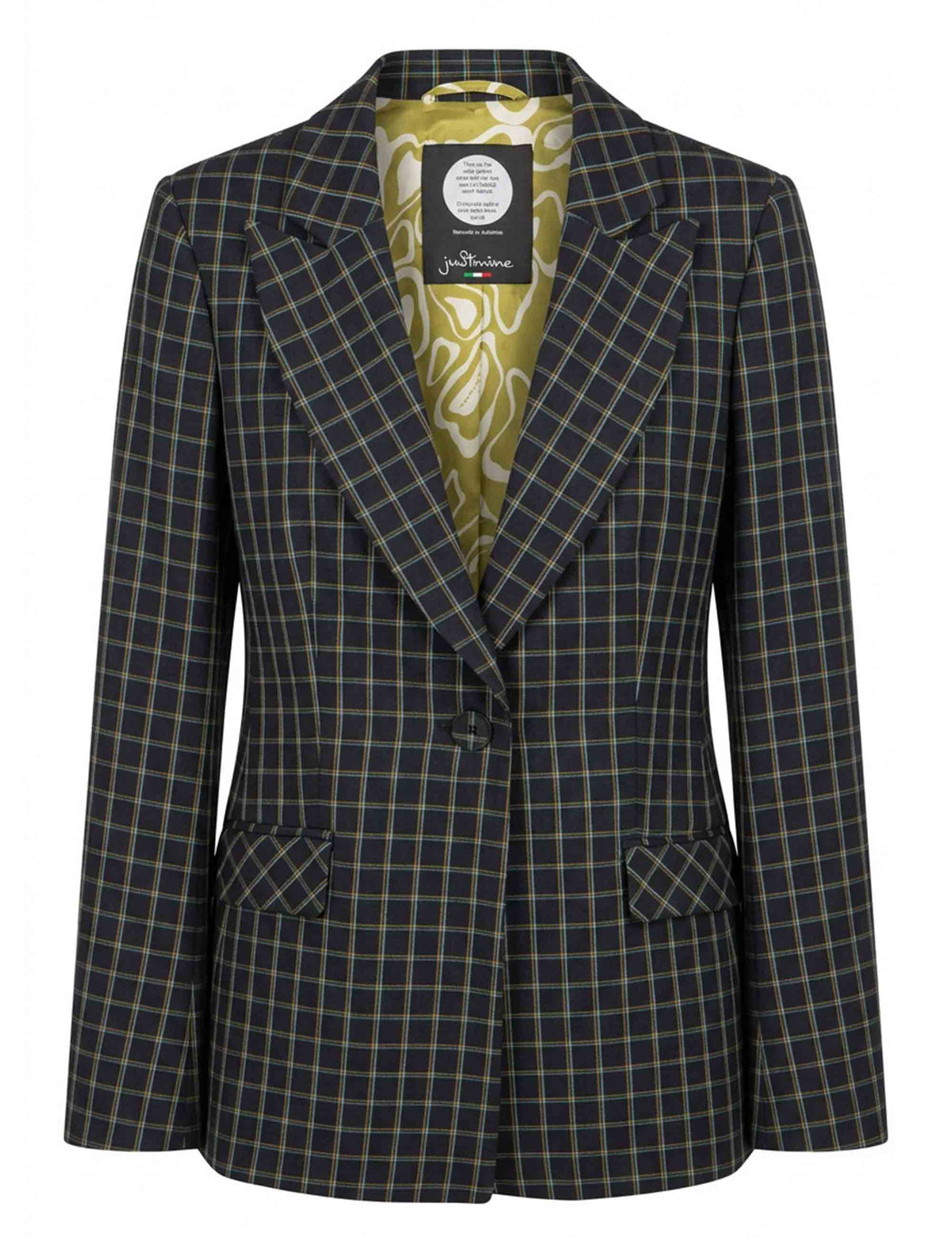 Giacca blazer donna slim fit soft check blu monopetto JABGA0002-F1097 1312 6009 Justmine 