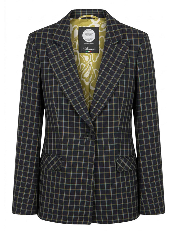 Giacca blazer donna slim fit soft check blu monopetto JABGA0002-F1097 1312 6009 Justmine 