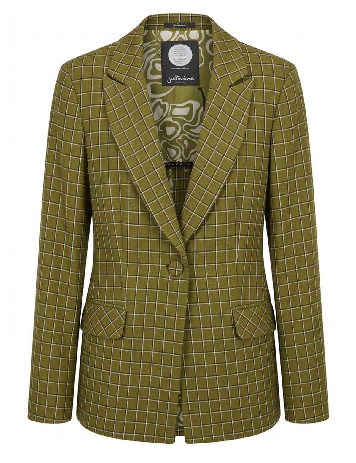 Giacca blazer donna slim fit soft check verde monopetto JABGA0002-F1097 1312 7047 Justmine 