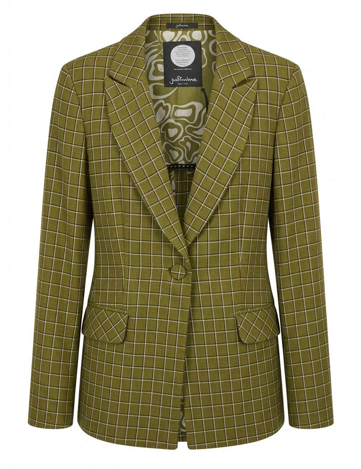 Giacca blazer donna slim fit soft check verde monopetto JABGA0002-F1097 1312 7047 Justmine 