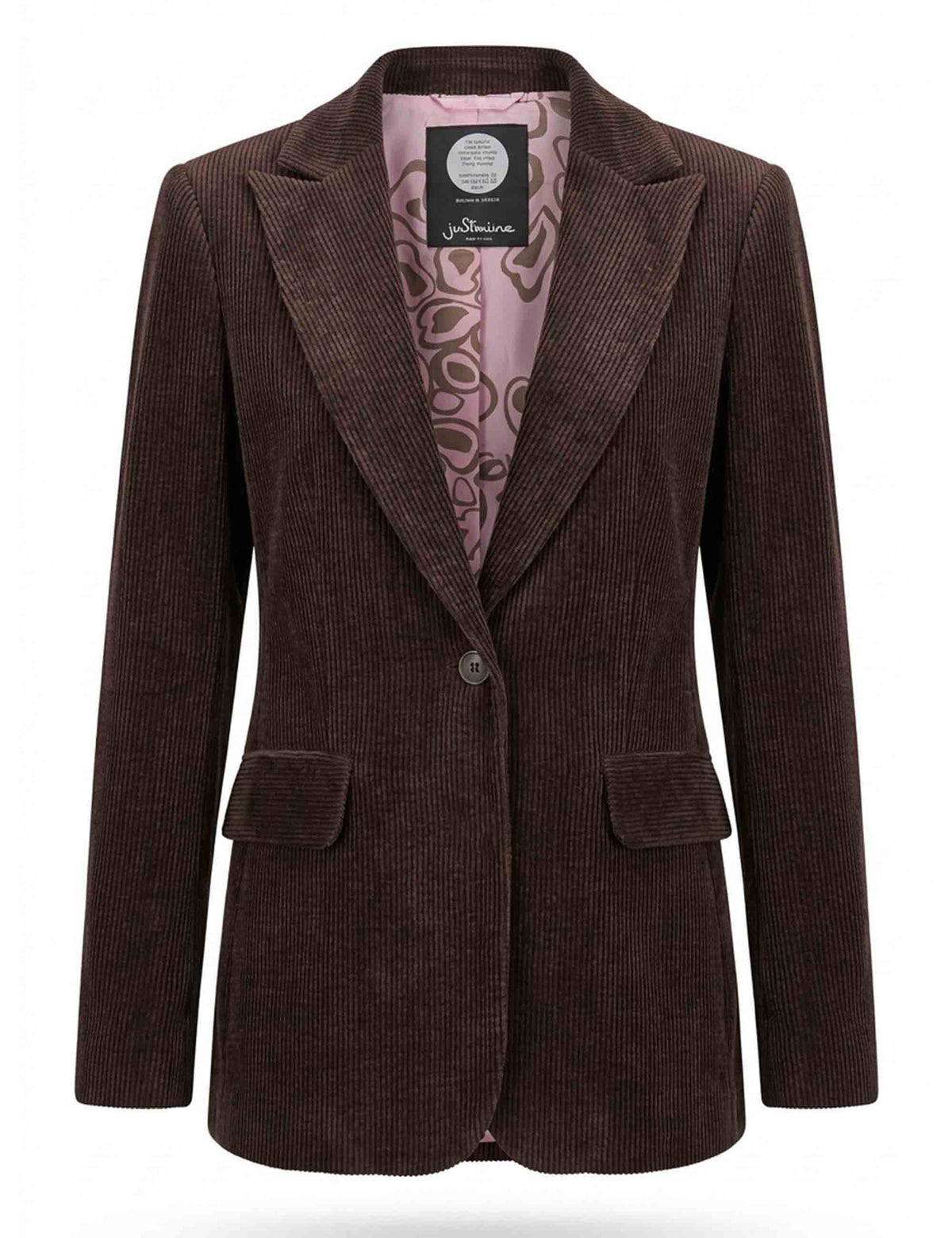 Giacca blazer donna slim fit in velluto marrone monopetto JABGA0002-F1240 1315 8139 Justmine 