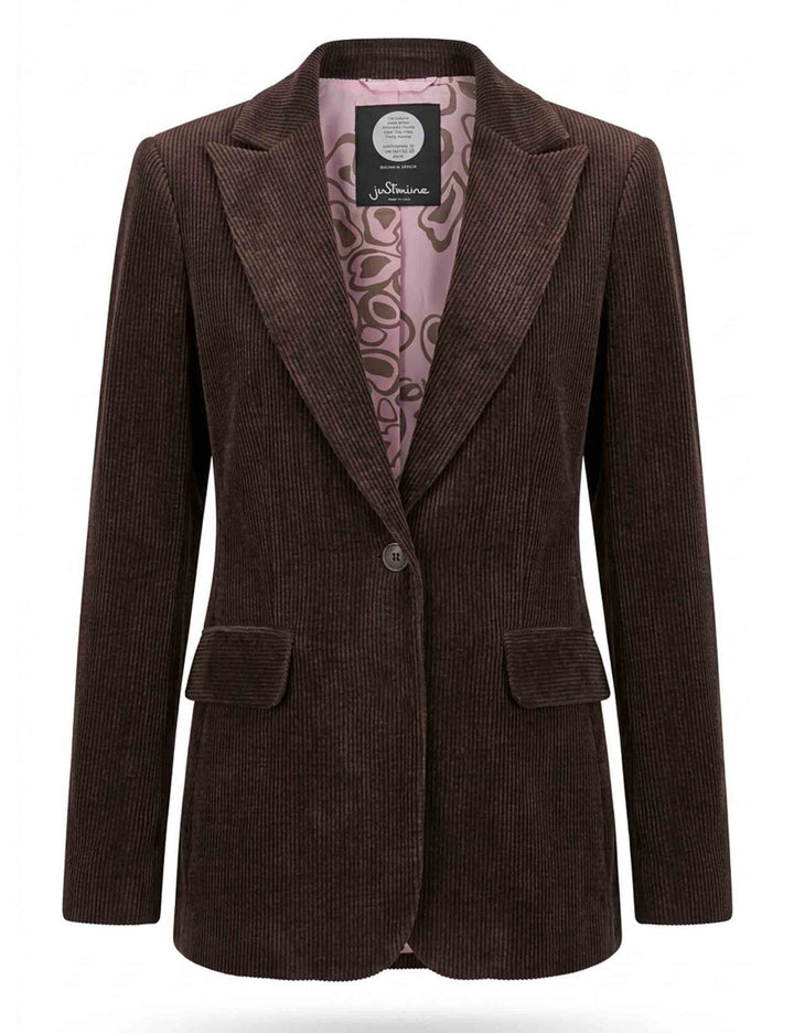 Giacca blazer donna slim fit in velluto marrone monopetto JABGA0002-F1240 1315 8139 Justmine 