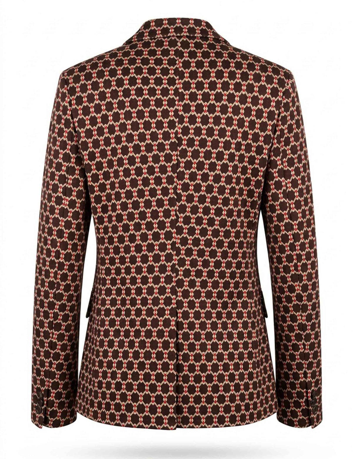 Giacca blazer donna slim fit fantasia geometrica marrone monopetto JABGA0002-F1347 1311 8139 Justmine 
