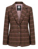 Blazer misto lana fantasia tartan marrone monopetto Donna JABGA0002-F1364 1316 5228