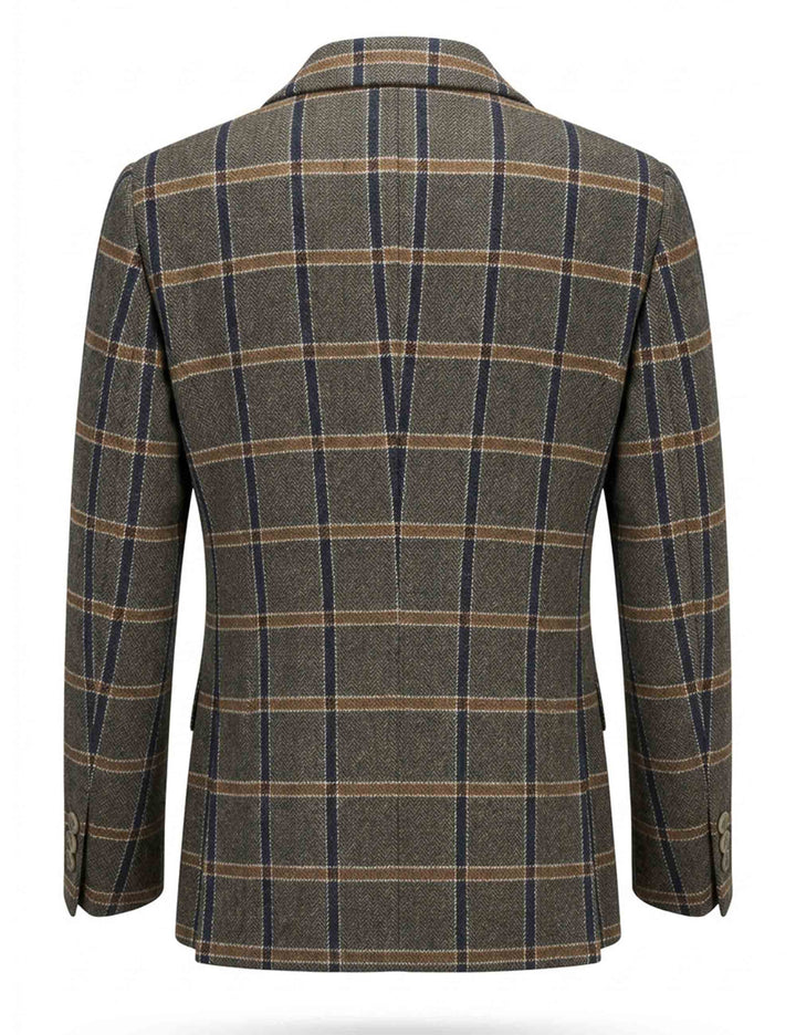 Giacca blazer donna misto lana fantasia tartan blu monopetto JABGA0002-F1364 1316 6009 Justmine 
