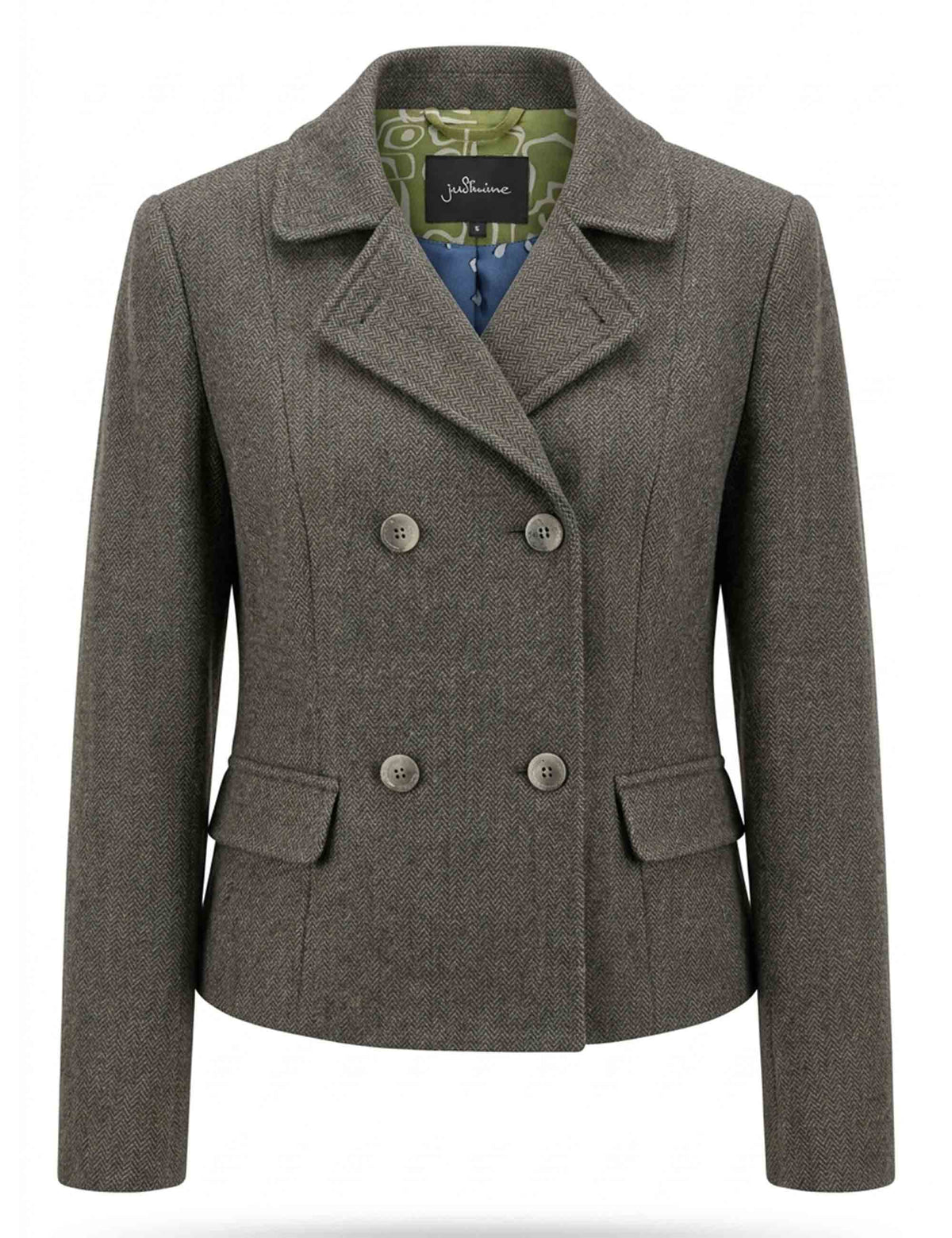Giacche blazer donna in misto lana blu doppiopetto JABGA0002-F1419 1314 6009 Justmine 