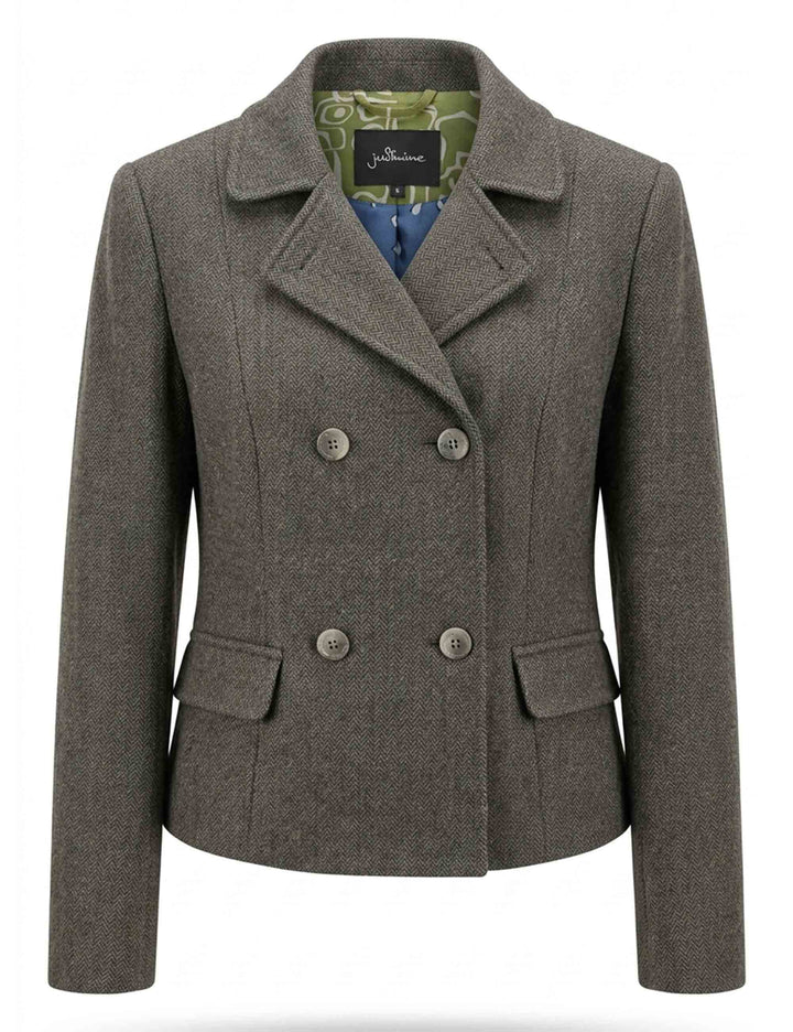 Giacche blazer donna in misto lana blu doppiopetto JABGA0002-F1419 1314 6009 Justmine 