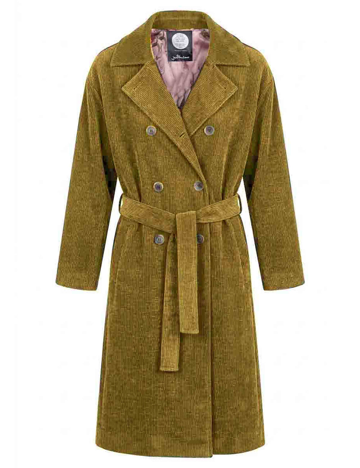 Trench lungo donna in velluto vintage verde con cintura doppiopetto JABGA0002-F1549 1315 7047 Justmine 