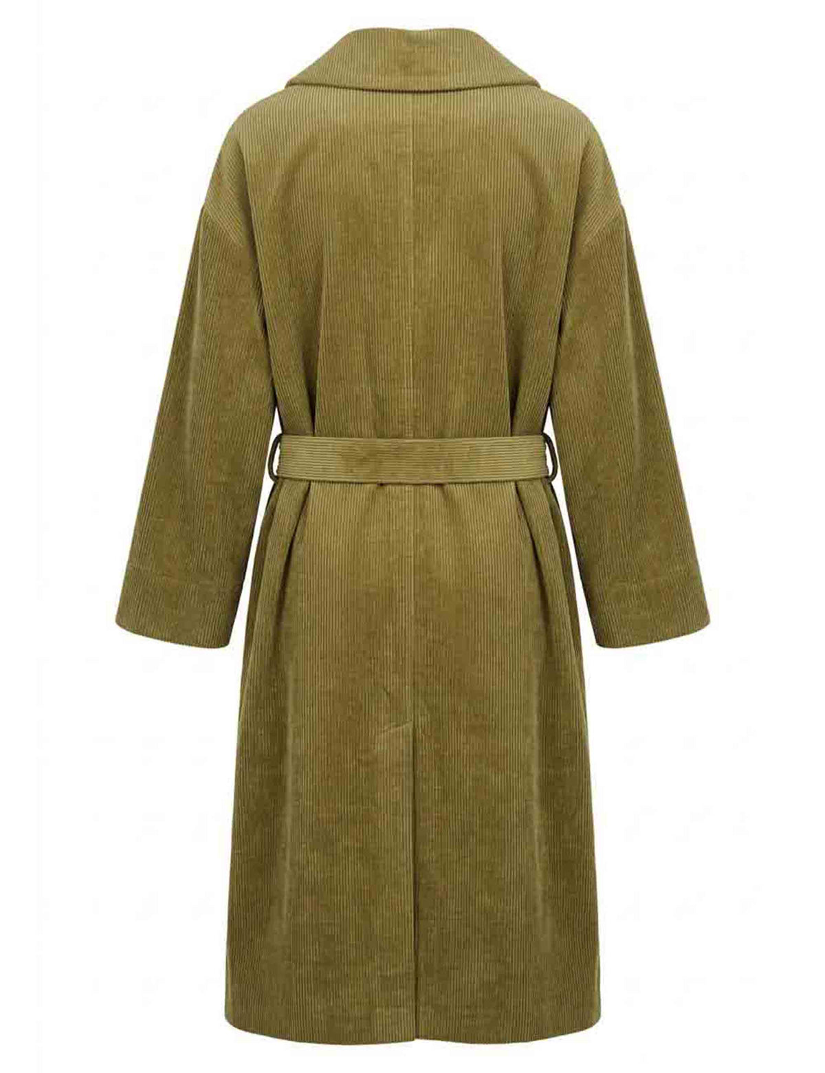 Trench lungo donna in velluto vintage verde con cintura doppiopetto JABGA0002-F1549 1315 7047 Justmine 
