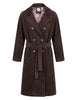 Trench lungo in velluto vintage marrone con cintura doppiopetto Donna JABGA0002-F1549 1315 8139