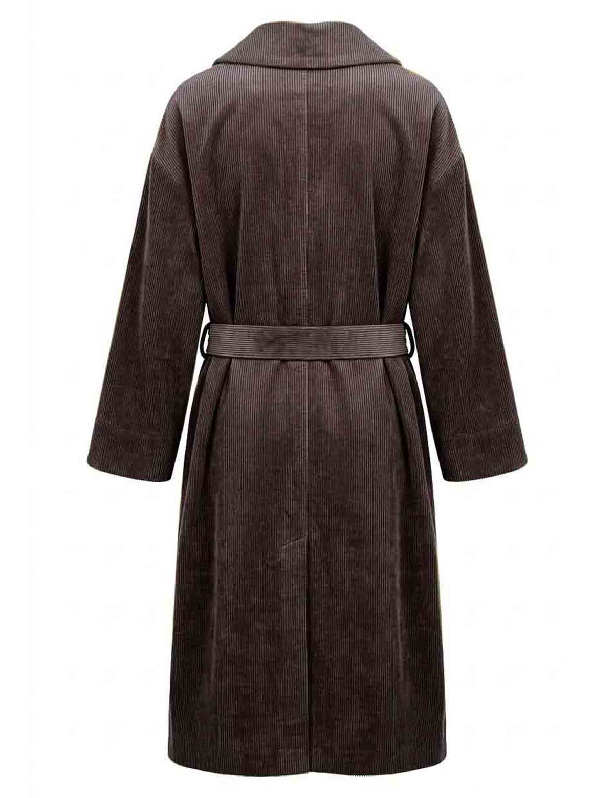 Trench lungo donna in velluto vintage marrone con cintura doppiopetto JABGA0002-F1549 1315 8139 Justmine 