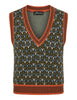 Gilet Geo Jacquard verde scollo a V Donna JABGI0002-F1161 1310 7047