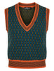 Gilet Honeycomb Jacquard celeste scollo a V Donna JABGI0002-F1161 1311 7065