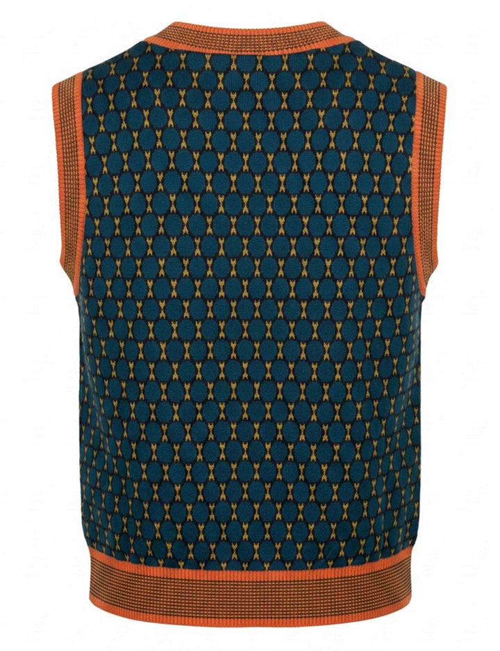 Gilet donna Honeycomb Jacquard celeste scollo a V JABGI0002-F1161 1311 7065 Justmine 
