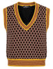 Gilet Honeycomb Jacquard marrone scollo a V Donna JABGI0002-F1161 1311 8139