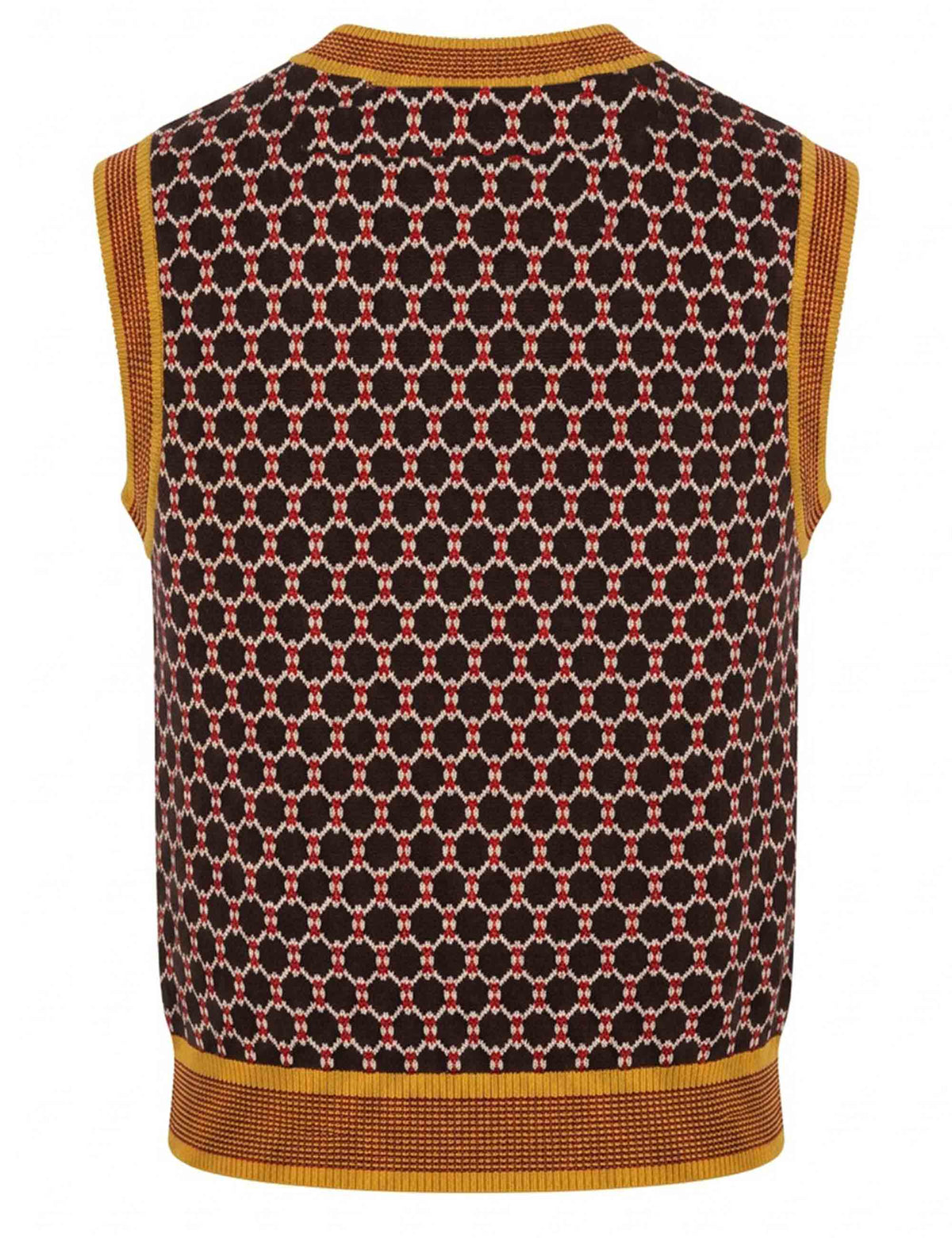 Gilet donna Honeycomb Jacquard marrone scollo a V JABGI0002-F1161 1311 8139 Justmine 
