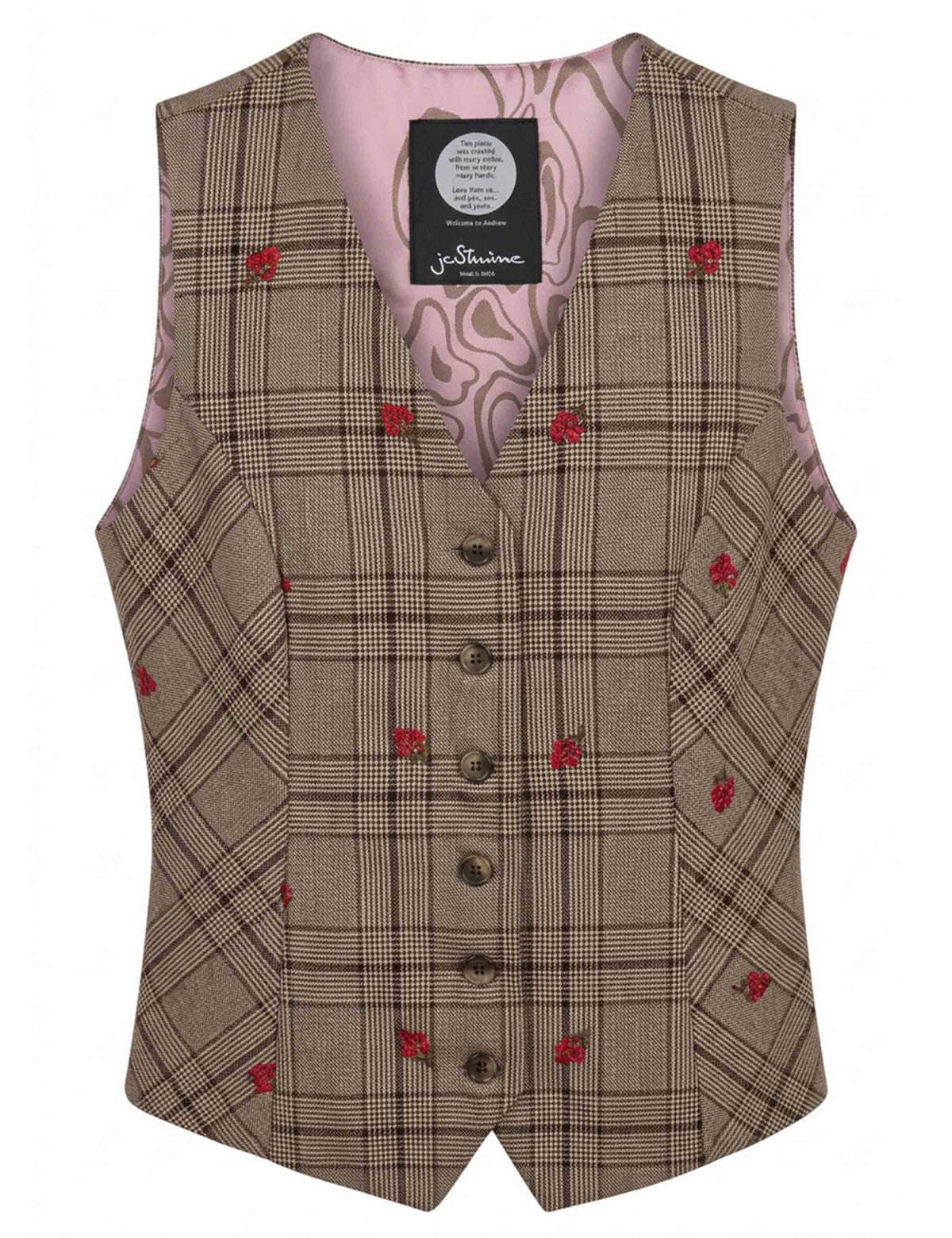 Gilet donna Romantic Tartan monopetto con bottoni JABGI0002-F1562 1318 UNI Justmine 