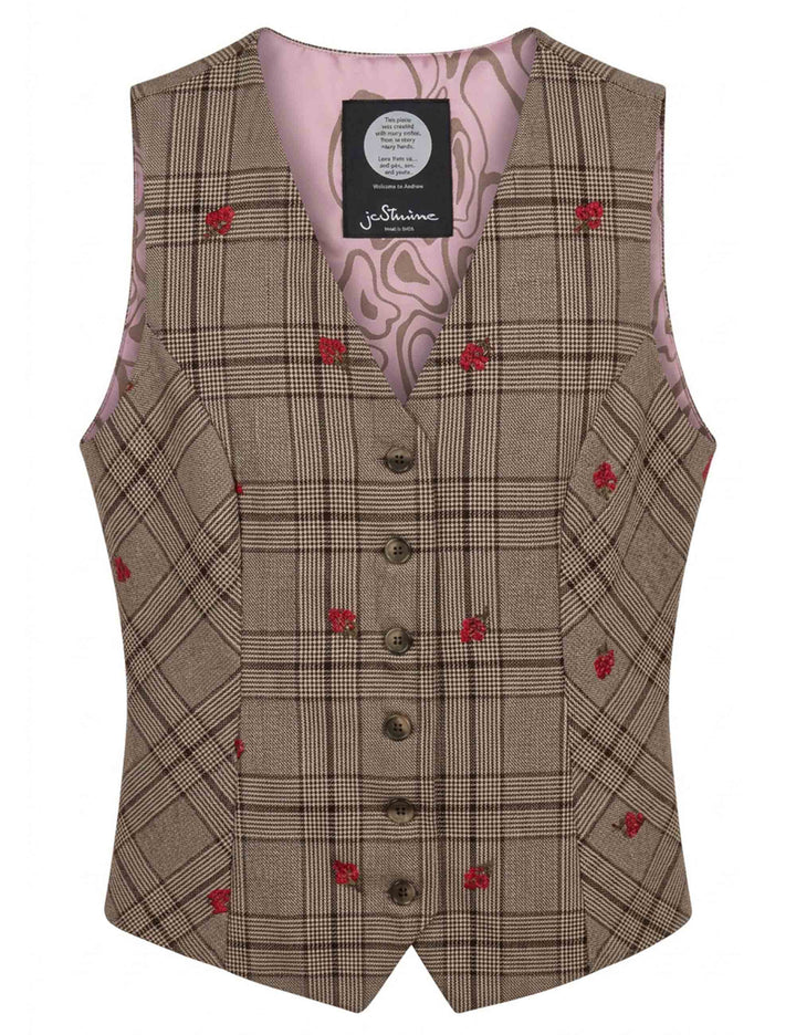 Gilet donna Romantic Tartan monopetto con bottoni JABGI0002-F1562 1318 UNI Justmine 