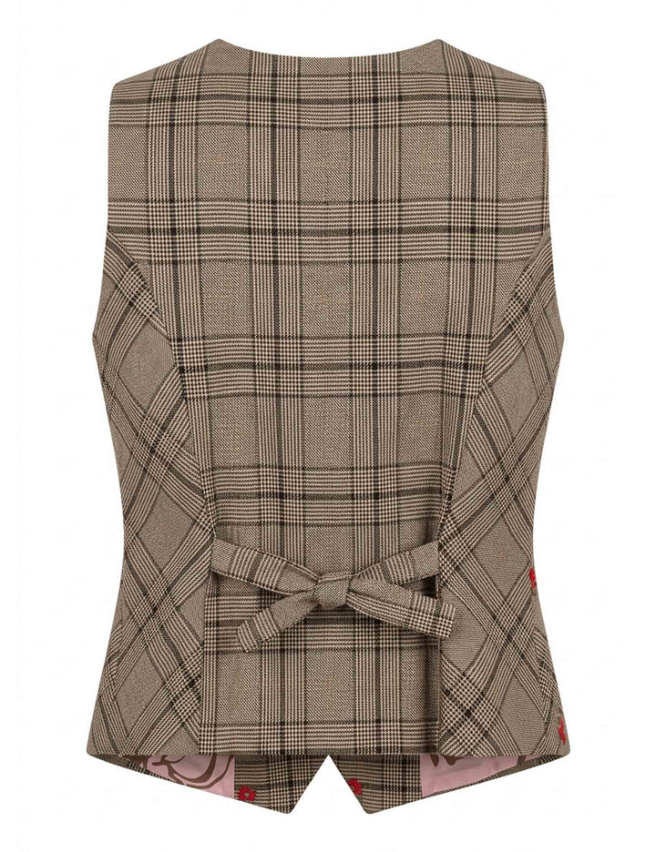 Gilet donna Romantic Tartan monopetto con bottoni JABGI0002-F1562 1318 UNI Justmine 