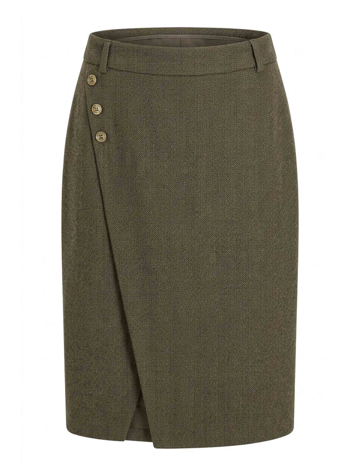 Gonna tubino donna Harringbone verde wrap con bottoni JABGO0002-F1561 1314 6009 Justmine 