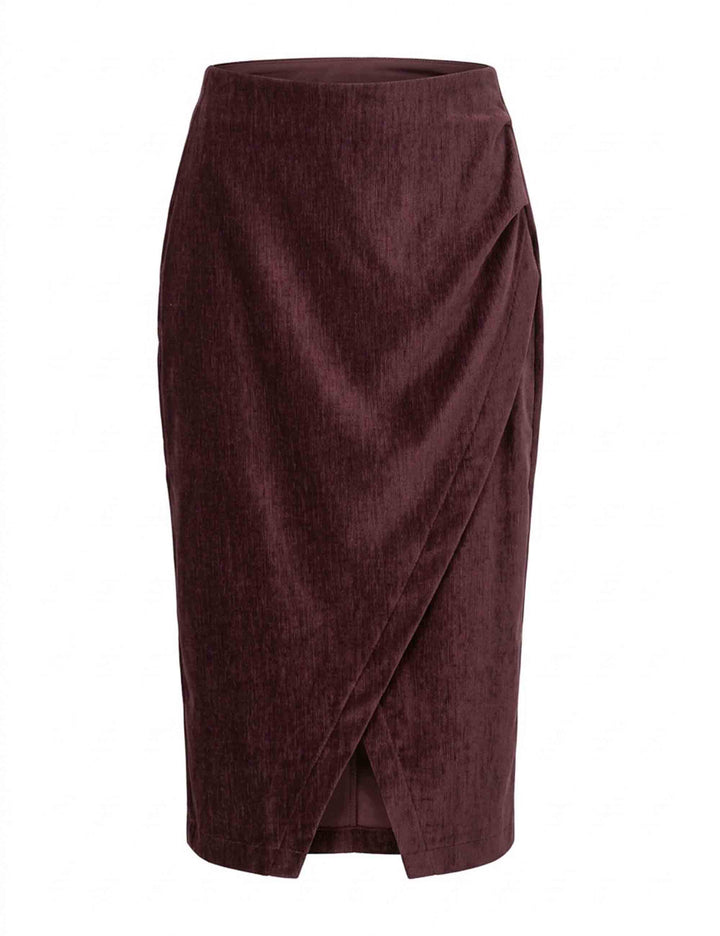 Gonna tubino donna Velvet Haze Stretch bordeaux wrap asimmetrico JABGO0002-F1592 1306 4281 Justmine 