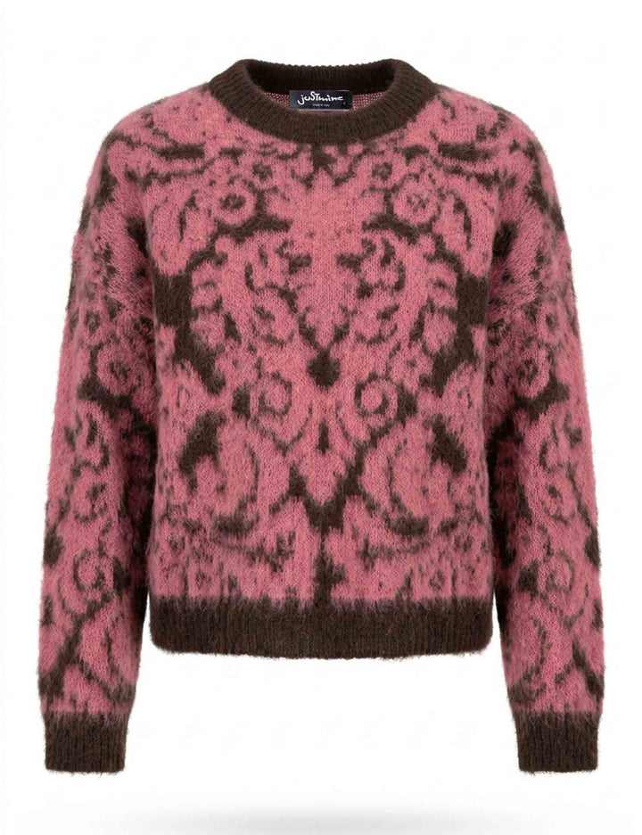Maglia donna Damask Knit lilla in alpaca con fantasia damascata JABMF0002-G101 1291 3102 Justmine 