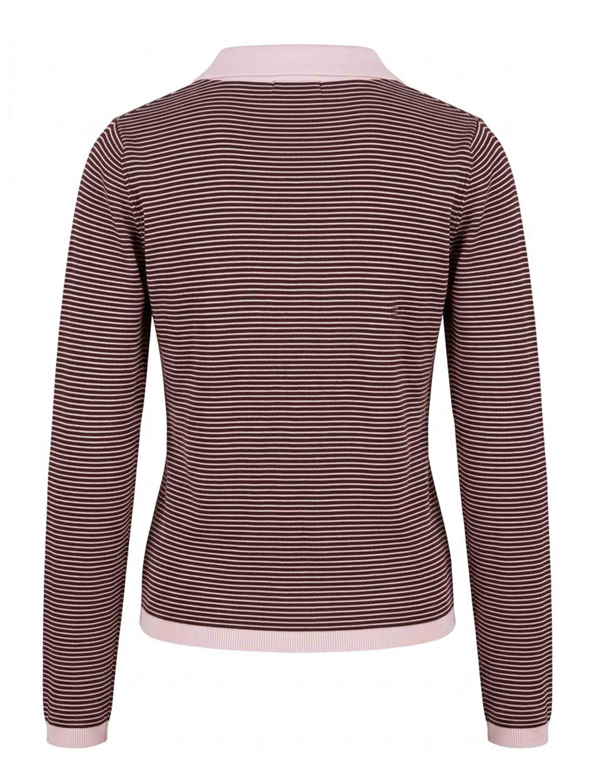 Maglia donna Stripes prugna con colletto e zip in fibra Ecovero JABMF0002-G108 1276 3102 Justmine 