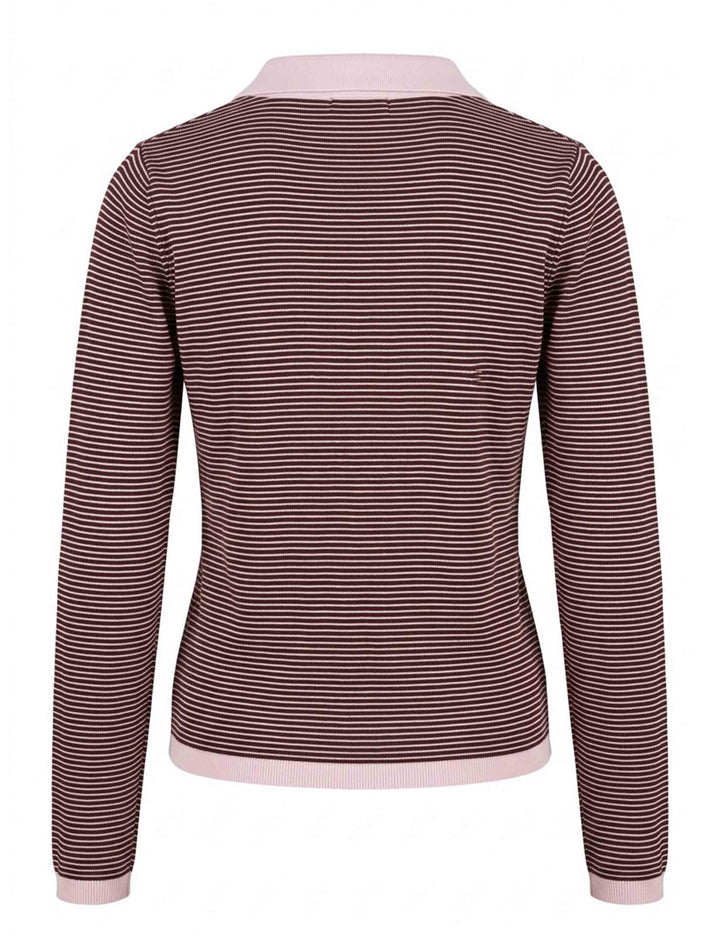 Maglia donna Stripes prugna con colletto e zip in fibra Ecovero JABMF0002-G108 1276 3102 Justmine 