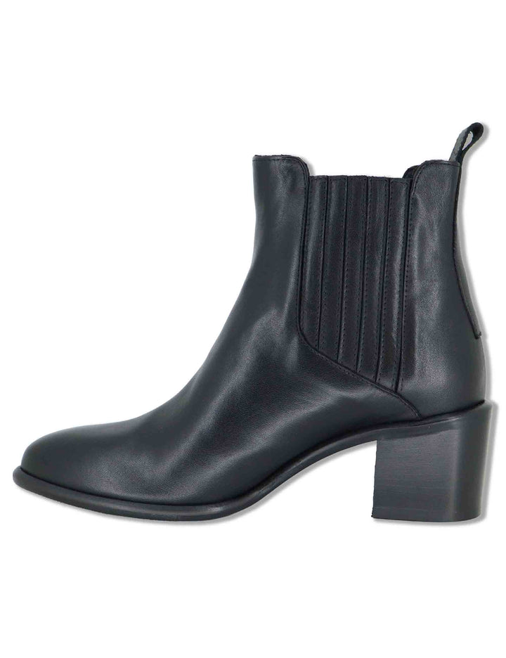 Stivaletti beatles donna in pelle nera con elastici tono su tono punta affusolata e tacco comodo 1965TR 001 Les Venues 