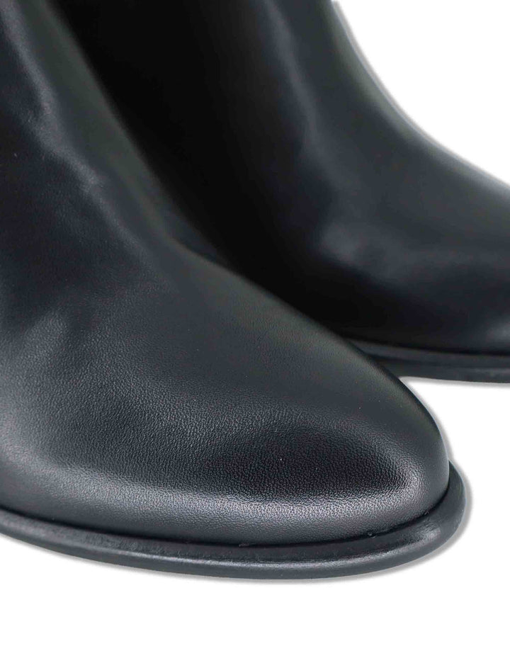 Stivaletti beatles donna in pelle nera con elastici tono su tono punta affusolata e tacco comodo 1965TR 001 Les Venues 