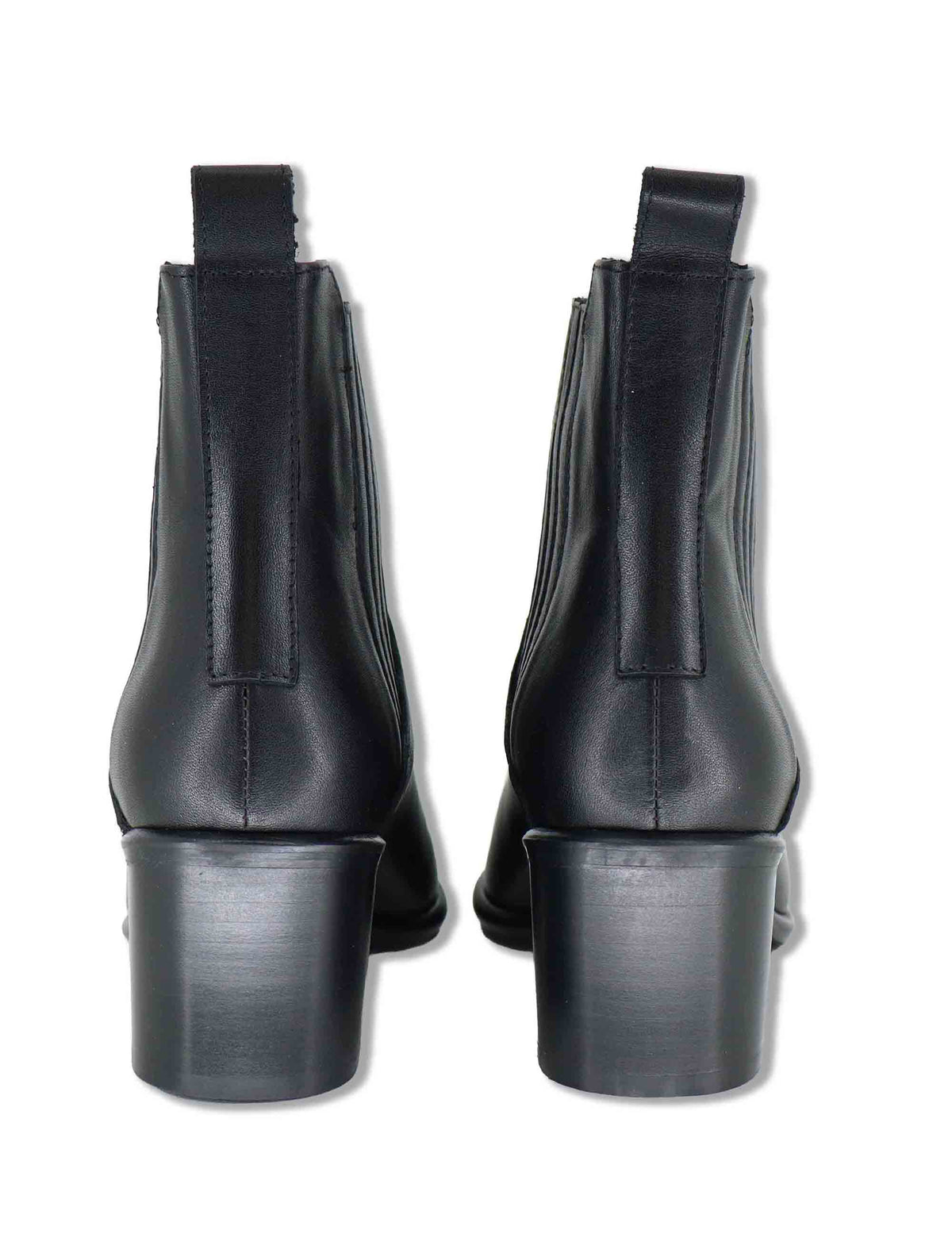 Stivaletti beatles donna in pelle nera con elastici tono su tono punta affusolata e tacco comodo 1965TR 001 Les Venues 