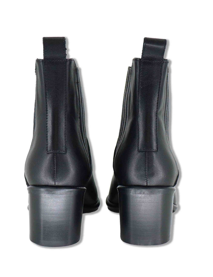 Stivaletti beatles donna in pelle nera con elastici tono su tono punta affusolata e tacco comodo 1965TR 001 Les Venues 