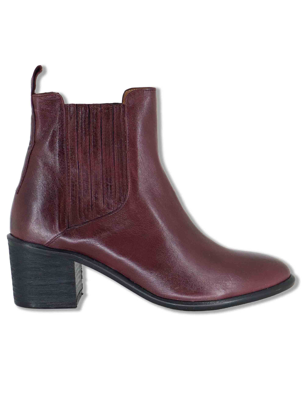 Stivaletti beatles donna in pelle bordeaux con elastici tono su tono punta affusolata e tacco comodo 1965TR 016 Les Venues 
