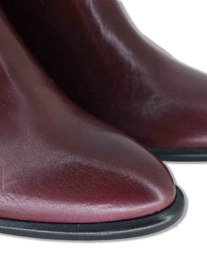 Stivaletti beatles donna in pelle bordeaux con elastici tono su tono punta affusolata e tacco comodo 1965TR 016 Les Venues 