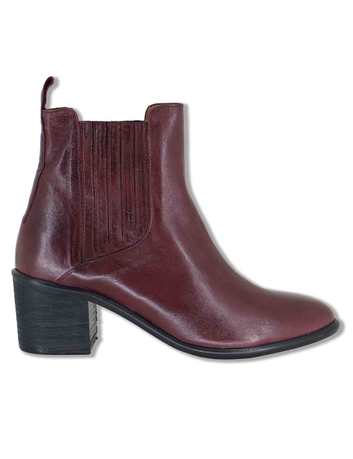 Stivaletti beatles donna in pelle bordeaux con elastici tono su tono punta affusolata e tacco comodo 1965TR 016 Les Venues 