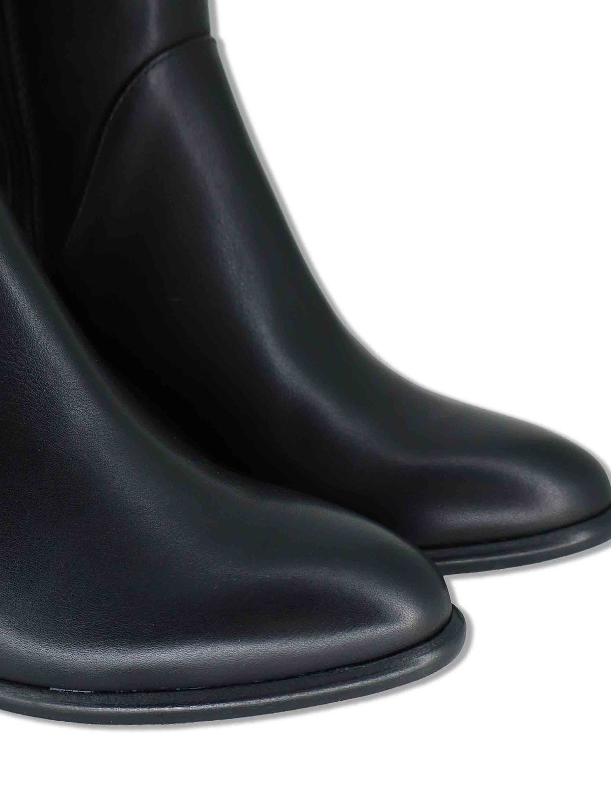 Stivali donna in pelle nera con zip laterale tacco comodo e punta affusolata 1980TR 001 Les Venues 