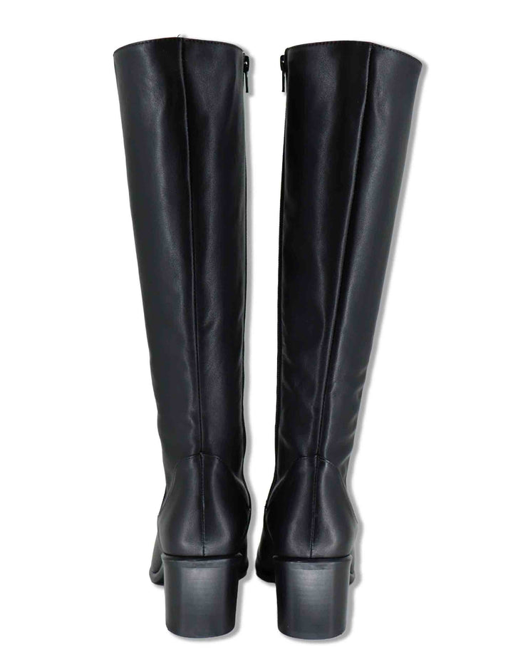 Stivali donna in pelle nera con zip laterale tacco comodo e punta affusolata 1980TR 001 Les Venues 