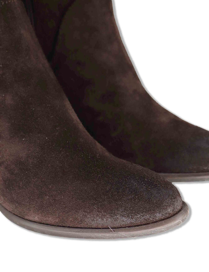 Stivali donna in camoscio marrone con zip laterale tacco comodo e punta affusolata 1981TR 014 Les Venues 
