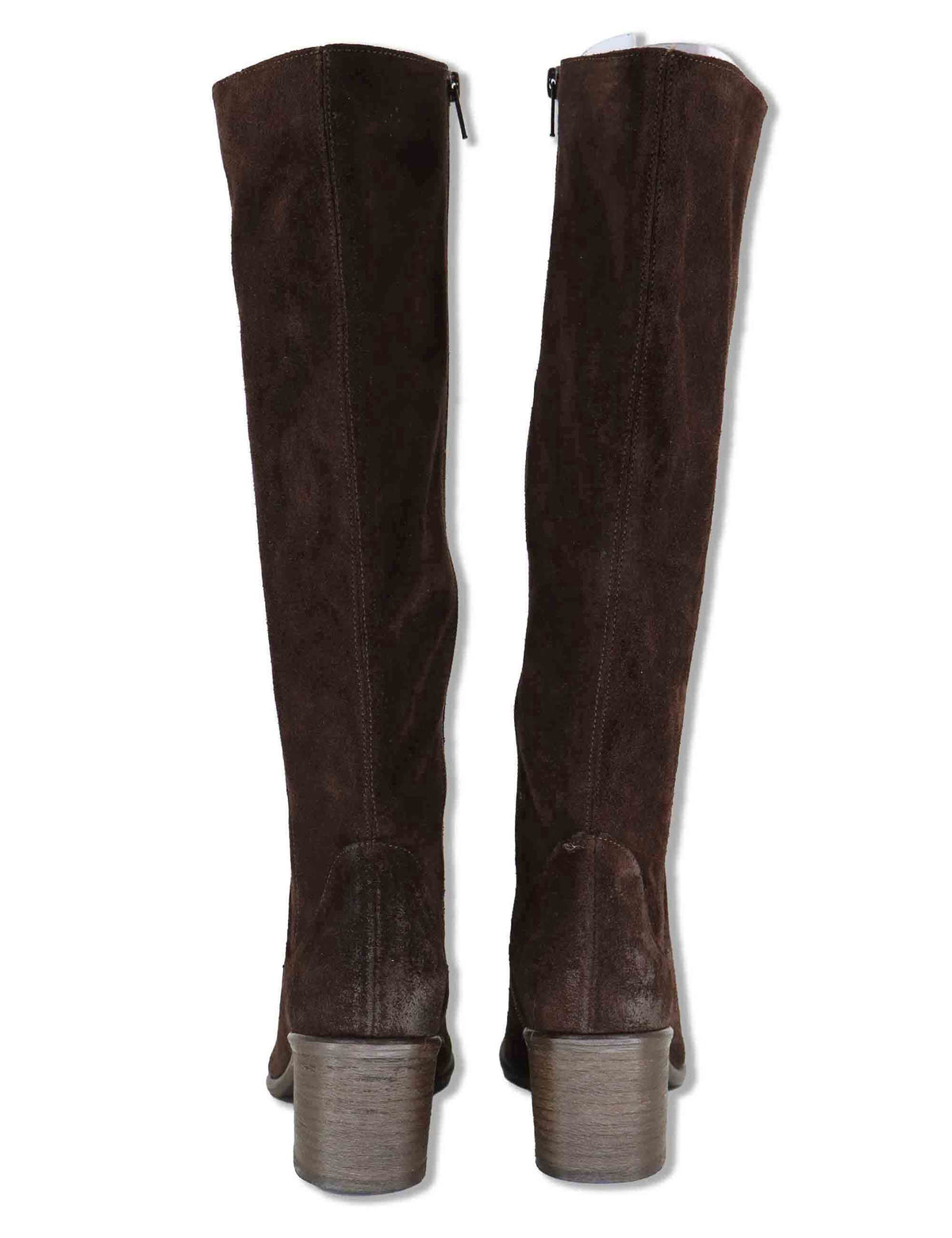 Stivali donna in camoscio marrone con zip laterale tacco comodo e punta affusolata 1981TR 014 Les Venues 