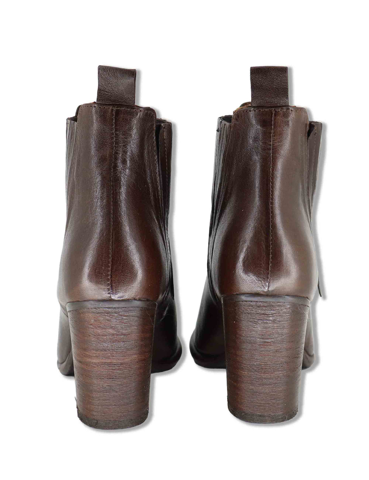 Stivaletti beatles donna in pelle marrone con elastici in tinta tacco alto e punta affusolata 9752 014 Les Venues 