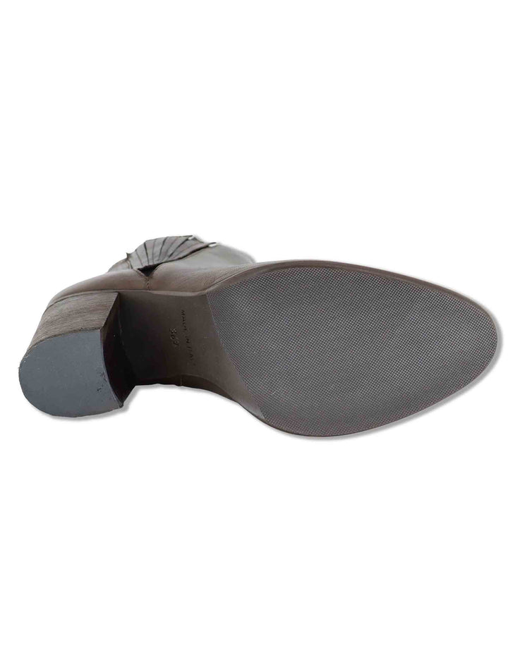 Stivaletti beatles donna in pelle marrone con elastici in tinta tacco alto e punta affusolata 9752 014 Les Venues 
