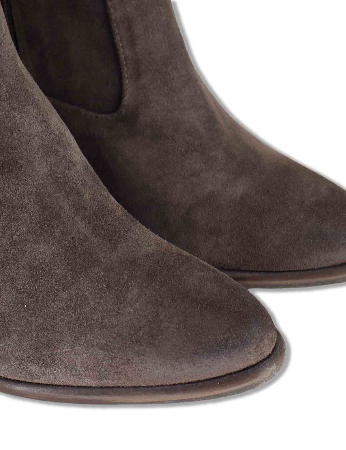 Stivaletti ankle boot donna in camoscio taupe con zip interna tacco cuoio e punta affusolata 9754TR 032 Les Venues 