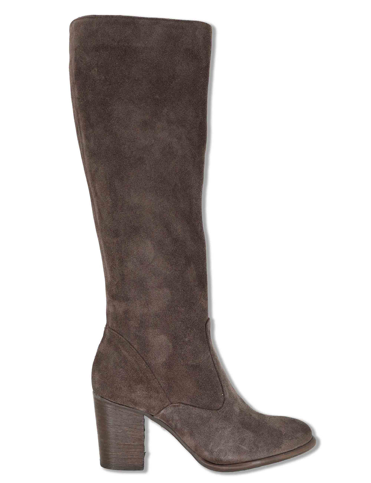 Stivali donna in camoscio taupe con tacco cuoio alto e zip interna 9781TR 032 Les Venues 