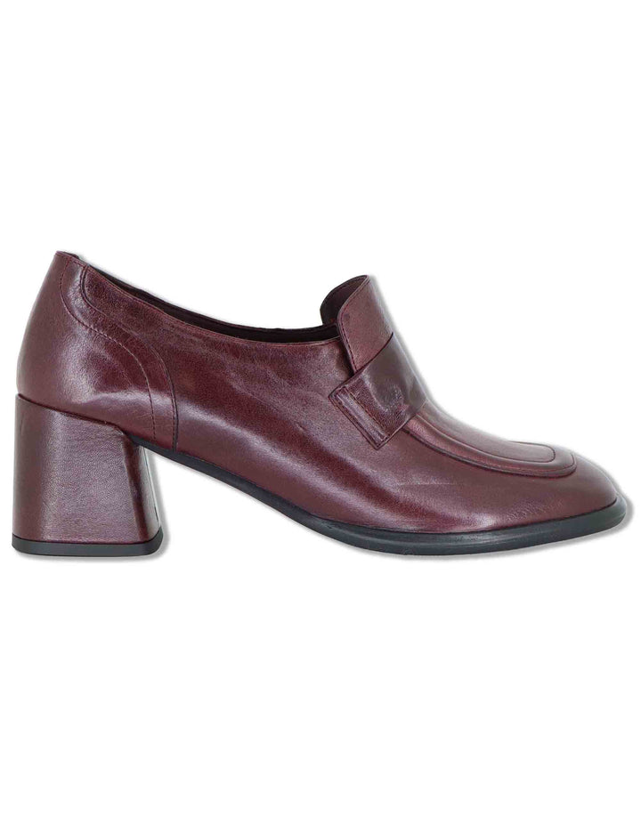 Mocassini donna in pelle bordeaux accollati con punta tonda e tacco comodo E603/L 016 Les Venues 