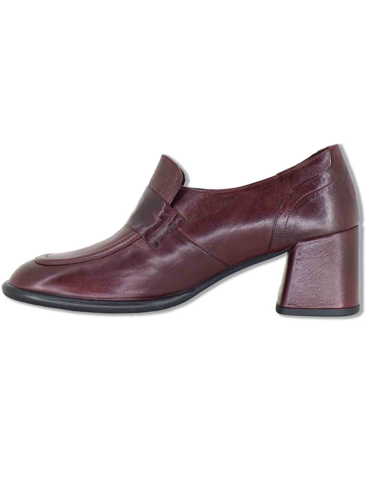 Mocassini donna in pelle bordeaux accollati con punta tonda e tacco comodo E603/L 016 Les Venues 