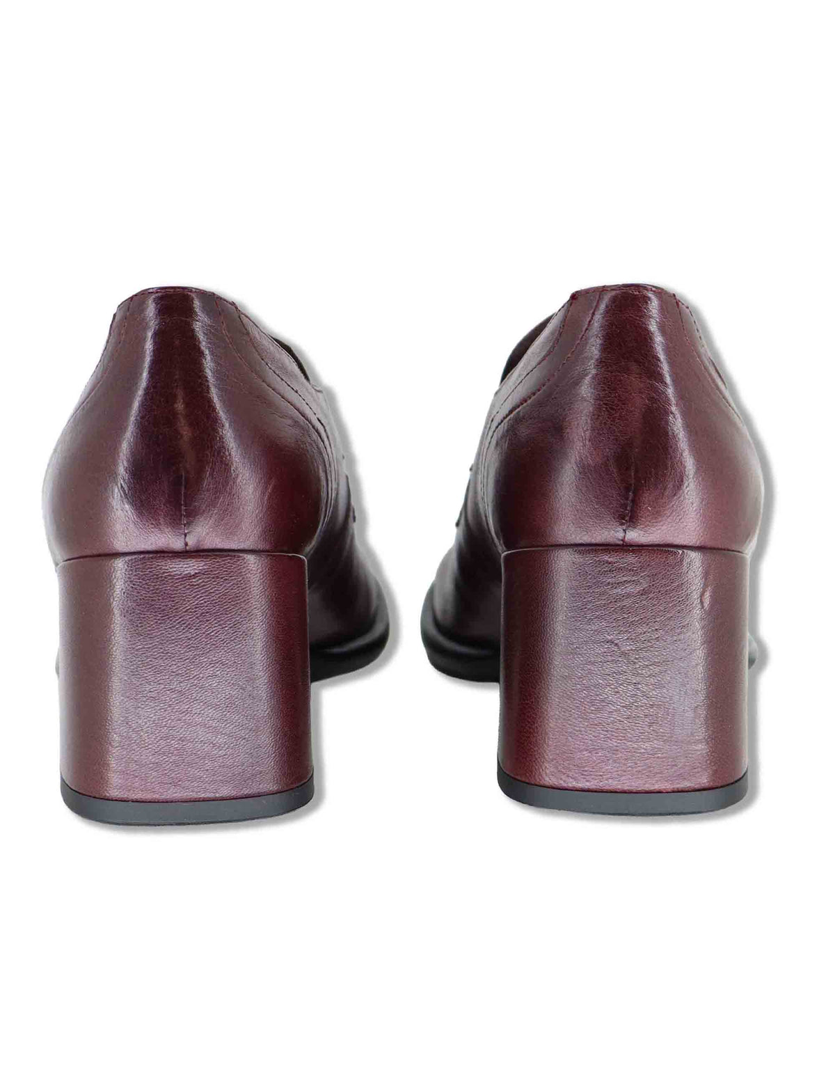 Mocassini donna in pelle bordeaux accollati con punta tonda e tacco comodo E603/L 016 Les Venues 