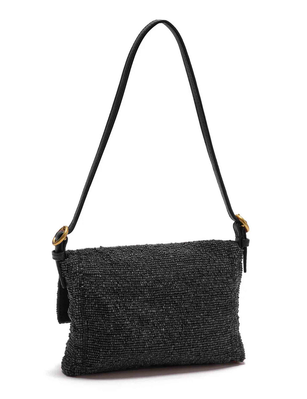 Borsa a spalla donna Iconic Beads nera ricamata a mano con perline e pietre BF000591242 20000 Maliparmi 